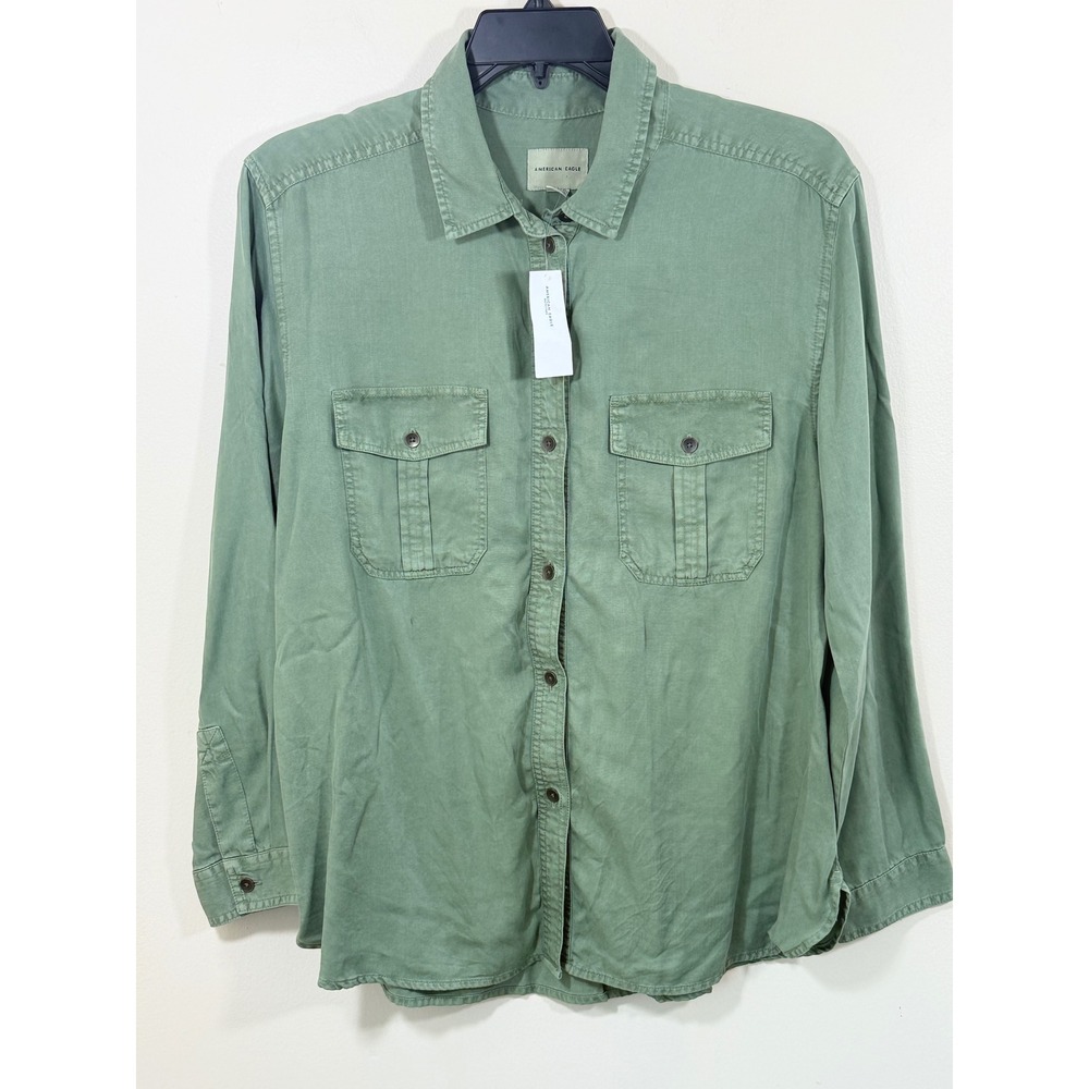 NWT American Eagle Women's Large Sage Green Lyocell Utility Shirt Shacket